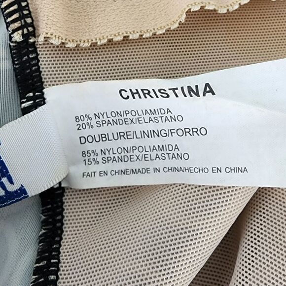 CHRISTINA ONE PIECE DOUBLE LINED SWIMSUIT BLACK AND WHITE SIZE 14 L - Picture 9 of 9